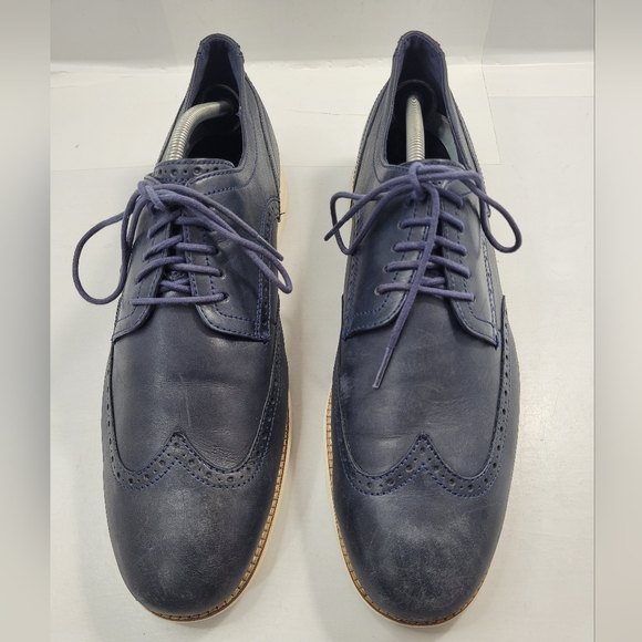 COLE HAAN ORIGINAL GRAND MEN SIZE 11.5M BLUE CASUAL WINGTIP OXFORD SHOES C30563 - Picture 3 of 15